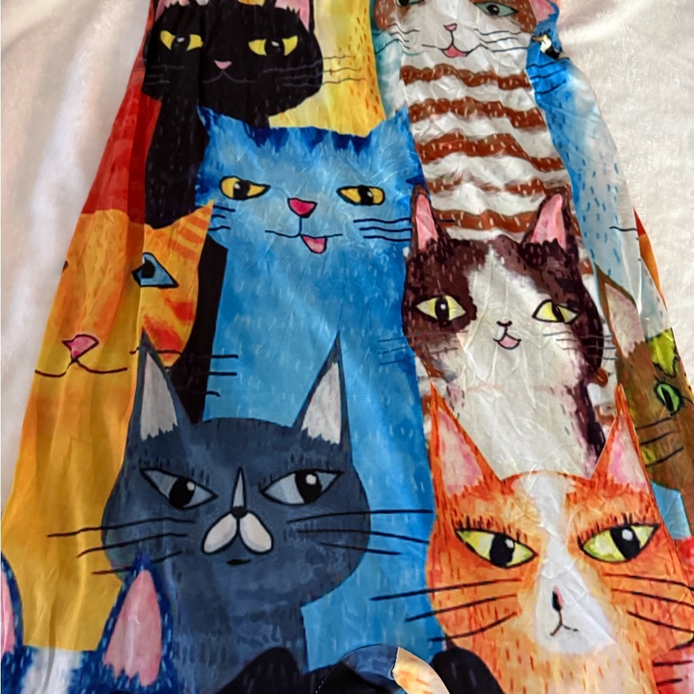 Colorful Cat Print Harem Style Jumpsuit Adj Straps XS/S - Picture 4 of 6